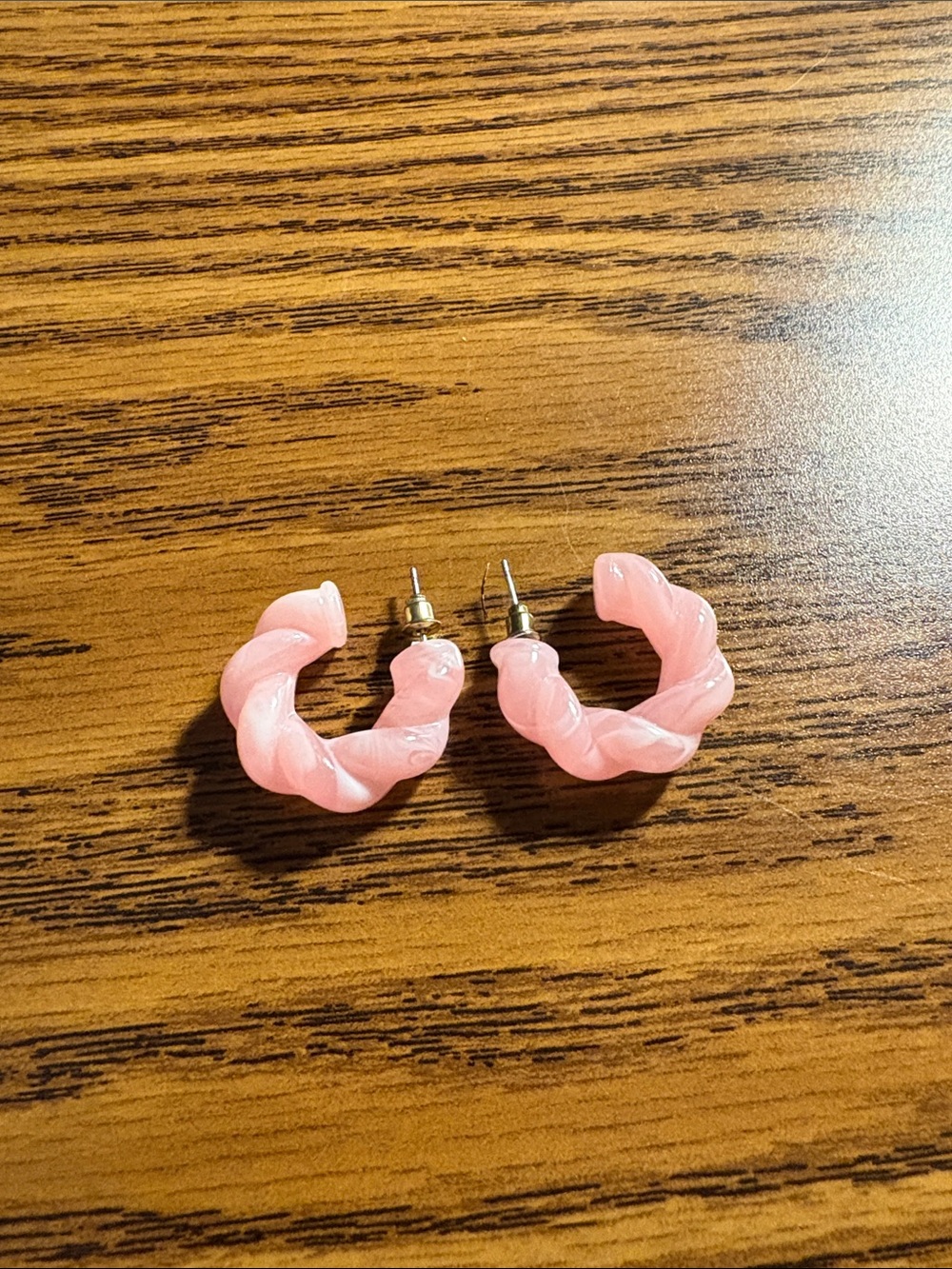Pink Twisted Hoop Earrings - Brand Unspecified